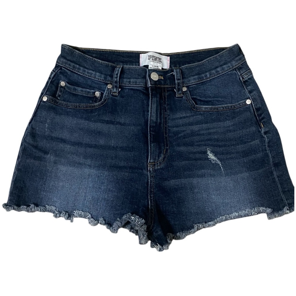Victoria’s Secret PINK High Waisted Dark Denim Cut Off Women’s Shorts Size 8